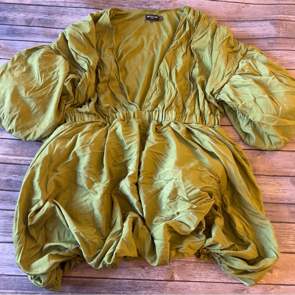 PRETTYLITTLETHING Puff Sleeve Puffball Hem Dress